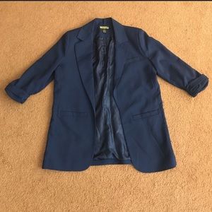 Free Hug Nordstrom Small navy blazer, 3/4 ruched sleeves